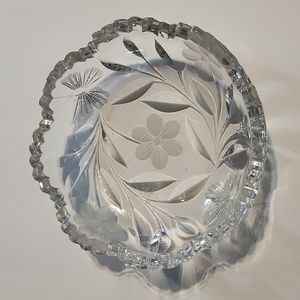 Vintage Crystal Etched Glass 5" Diameter Low Dish